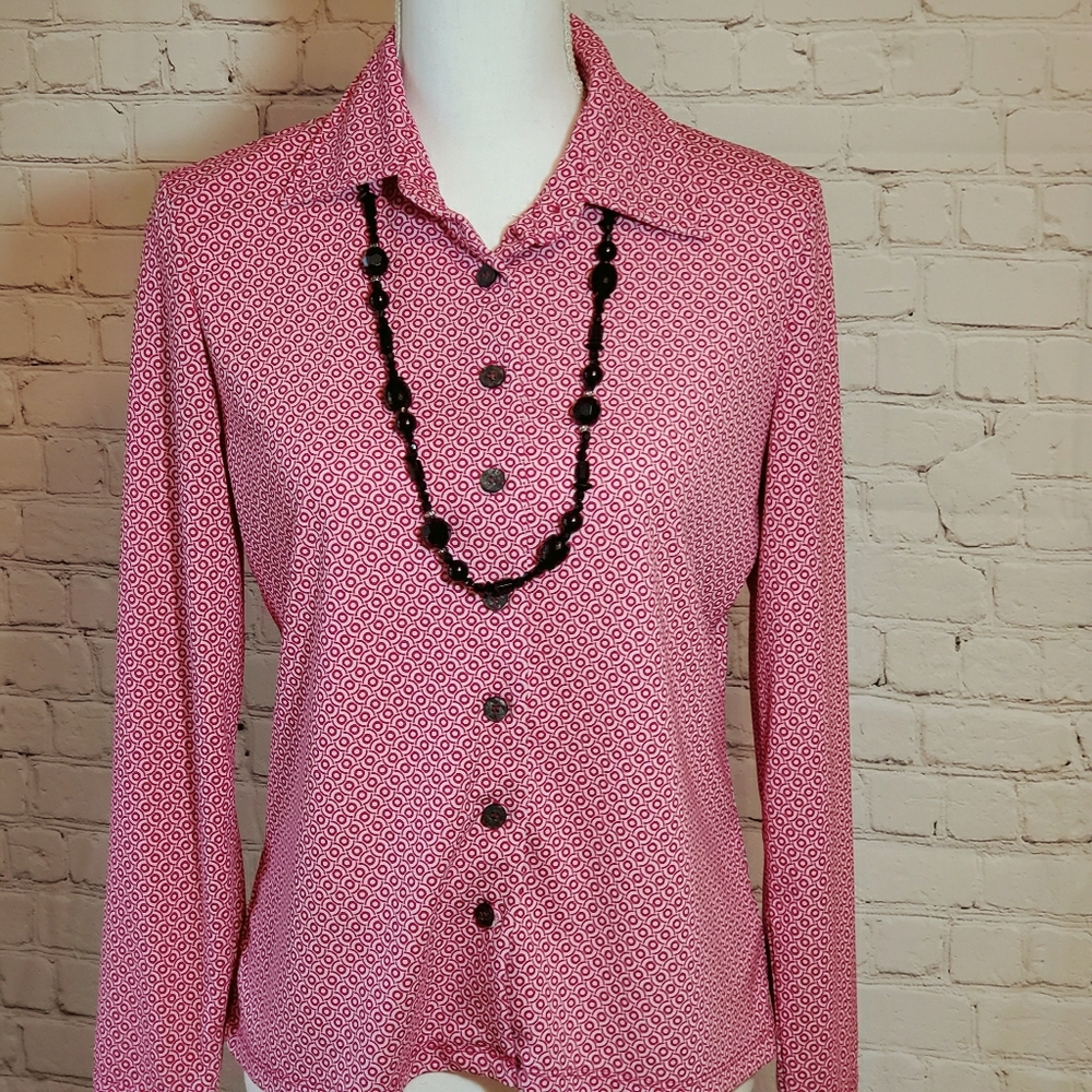 MK Red Print Button-down Shirt Size M